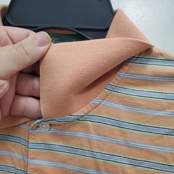 House of Carrington Legend Men's Orange Blue Stripe Mercerized Cotton Polo Sz‎ L - Picture 4 of 8